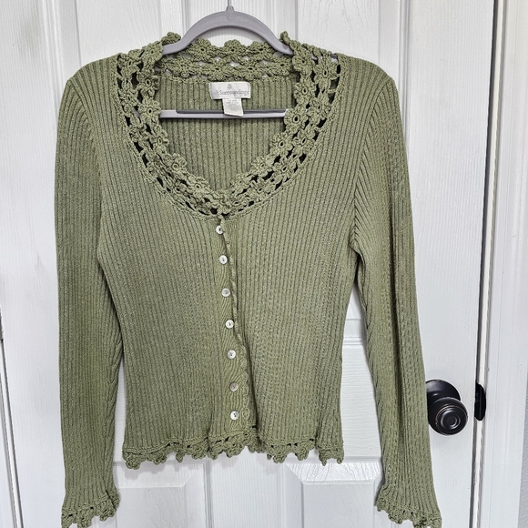 Soft Surroundings Periwinkle Ribbed Crochet Cardigan Sweater XL - Picture 1 of 8